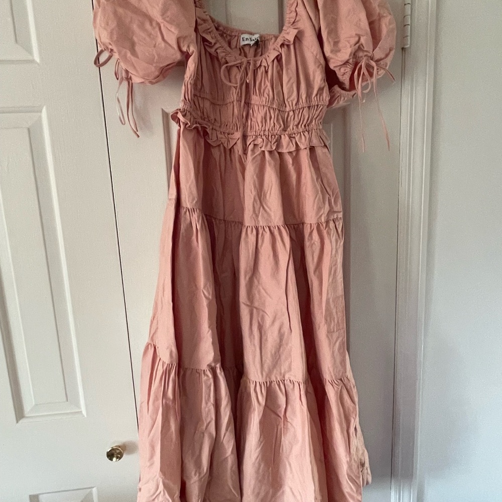 En Saison Pink Smocked Tiered Sundress